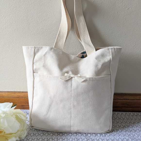 Handmade reversible summer handbag tote - Picture 3 of 8